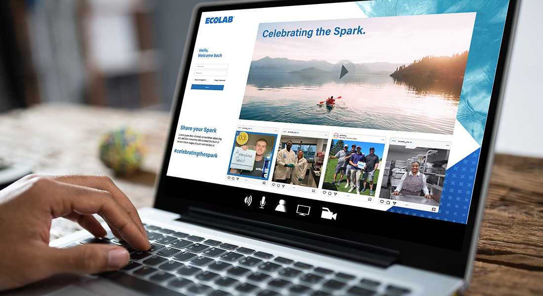 employee engaging with incentive platform on laptop